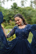 Load image into Gallery viewer, Navy Blue Luxury Designer Gown with Zari and Sequins Embroidery ClothsVilla