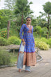 Load image into Gallery viewer, Blue Designer Printed Kurti in Heavy Cotton with Kutchi Gamthi Lace and Kodi Work ClothsVilla.com
