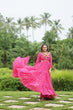 Load image into Gallery viewer, Magenta Elegant Bandhani Print Gown with Kutchi Patchwork in Faux Georgette ClothsVilla