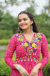 Load image into Gallery viewer, Magenta Elegant Bandhani Print Gown with Kutchi Patchwork in Faux Georgette ClothsVilla