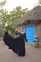 Load image into Gallery viewer, Black Stunning Gown in 14 Kg Rayon with Real Mirror Work ClothsVilla