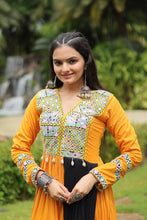 Load image into Gallery viewer, Yellow Stunning Partywear Gown with Kutchi Gamthi Work ClothsVilla