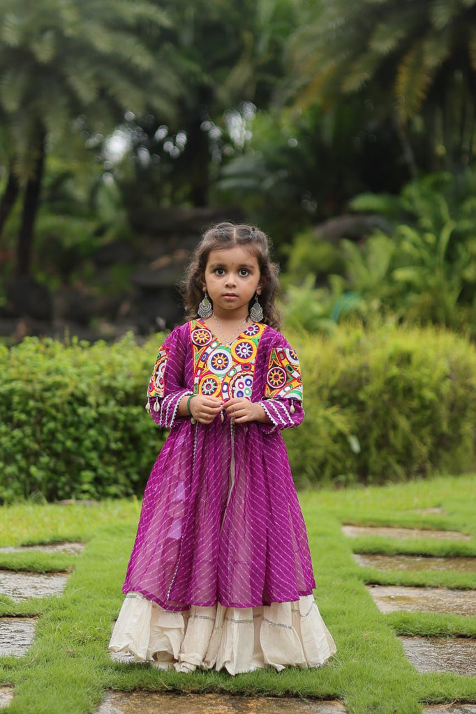 Purple & White Elegant Lehenga and Kurti Combo for Adults & Kids - Full-Stitched Set ClothsVilla