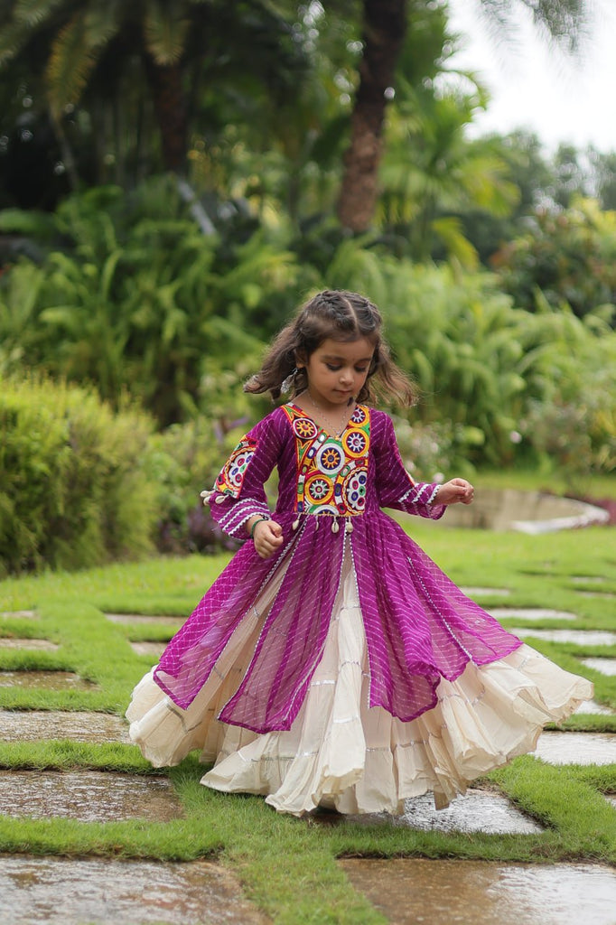 Purple & White Elegant Lehenga and Kurti Combo for Adults & Kids - Full-Stitched Set ClothsVilla