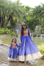 Load image into Gallery viewer, Blue Elegant Lehenga and Kurti Combo for Adults &amp; Kids - Full-Stitched Set ClothsVilla