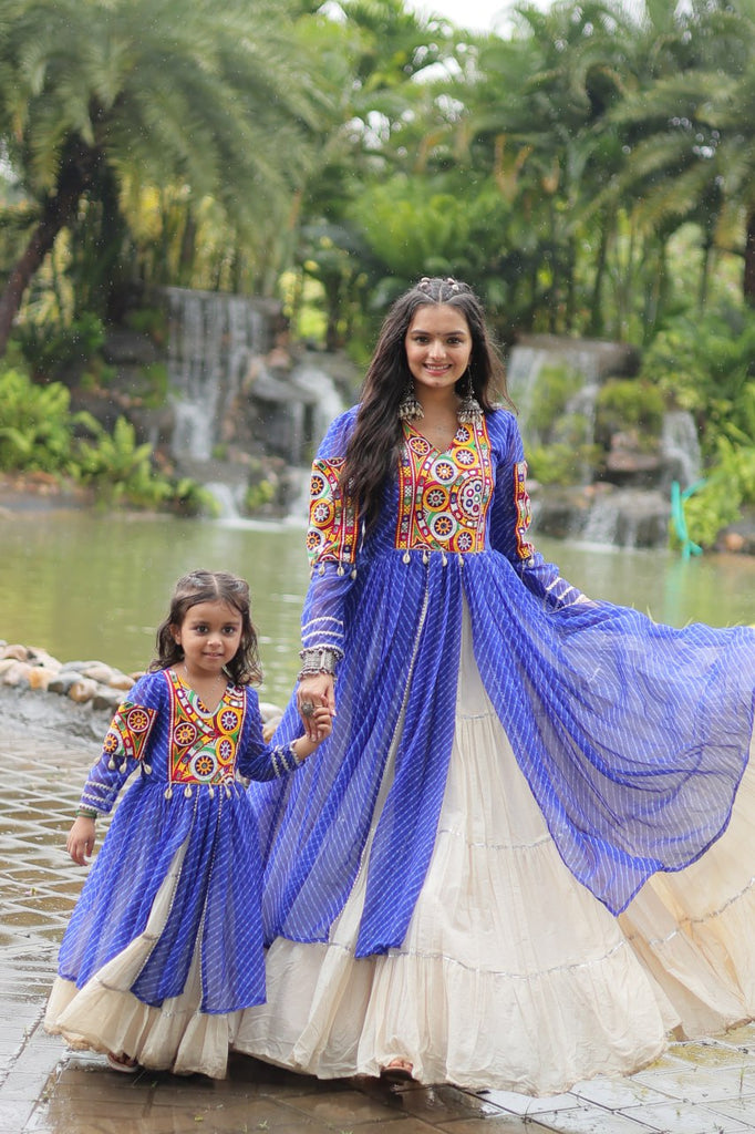 Blue Elegant Lehenga and Kurti Combo for Adults & Kids - Full-Stitched Set ClothsVilla