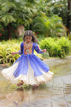 Load image into Gallery viewer, Blue Elegant Lehenga and Kurti Combo for Adults &amp; Kids - Full-Stitched Set ClothsVilla