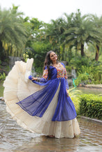 Load image into Gallery viewer, Blue Elegant Lehenga and Kurti Combo for Adults &amp; Kids - Full-Stitched Set ClothsVilla