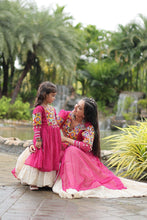 Load image into Gallery viewer, Magenta Elegant Lehenga and Kurti Combo for Adults &amp; Kids - Full-Stitched Set ClothsVilla