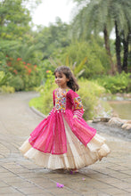 Load image into Gallery viewer, Magenta Elegant Lehenga and Kurti Combo for Adults &amp; Kids - Full-Stitched Set ClothsVilla