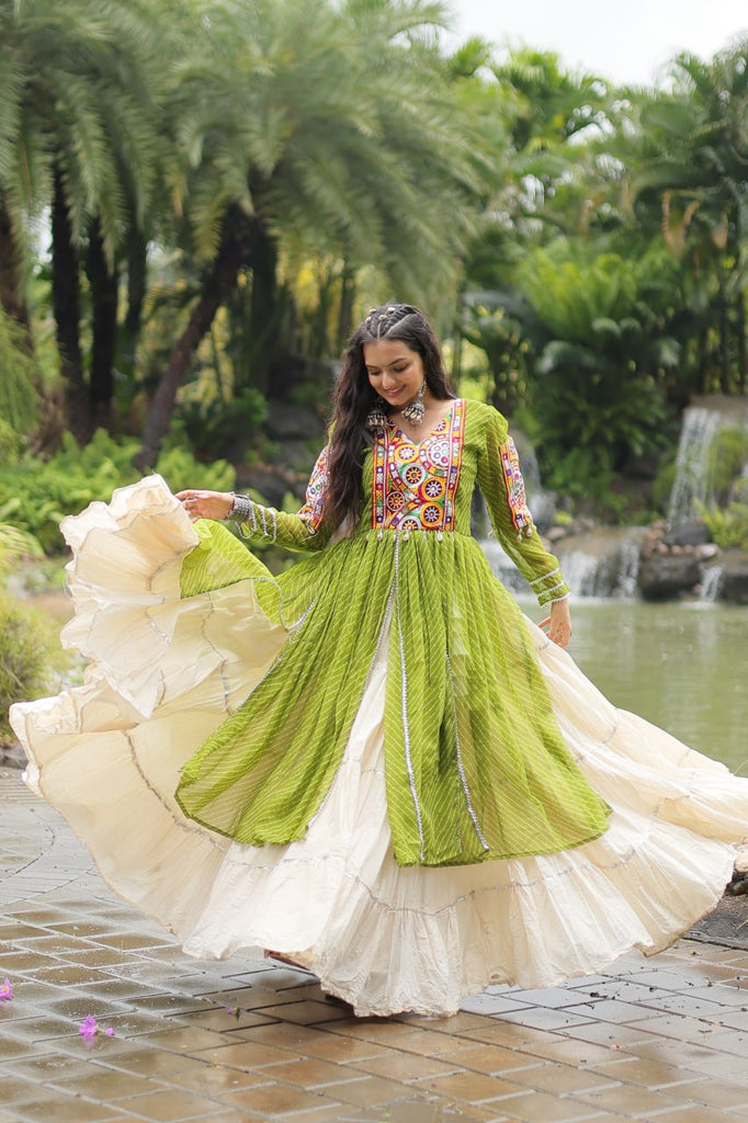 Green Elegant Lehenga and Kurti Combo for Adults & Kids - Full-Stitched Set ClothsVilla