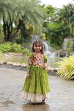 Load image into Gallery viewer, Green Elegant Lehenga and Kurti Combo for Adults &amp; Kids - Full-Stitched Set ClothsVilla