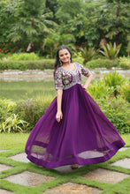 Load image into Gallery viewer, Purple Luxury Designer Gown with Zari and Sequins Embroidery ClothsVilla