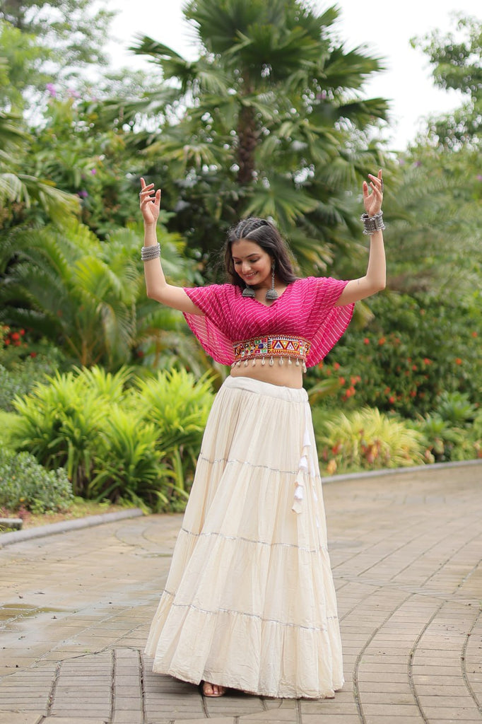 Magenta Elegant Lehenga with Leheriya Print Blouse ClothsVilla