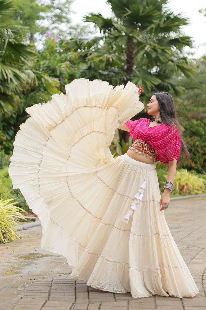 Magenta Elegant Lehenga with Leheriya Print Blouse ClothsVilla