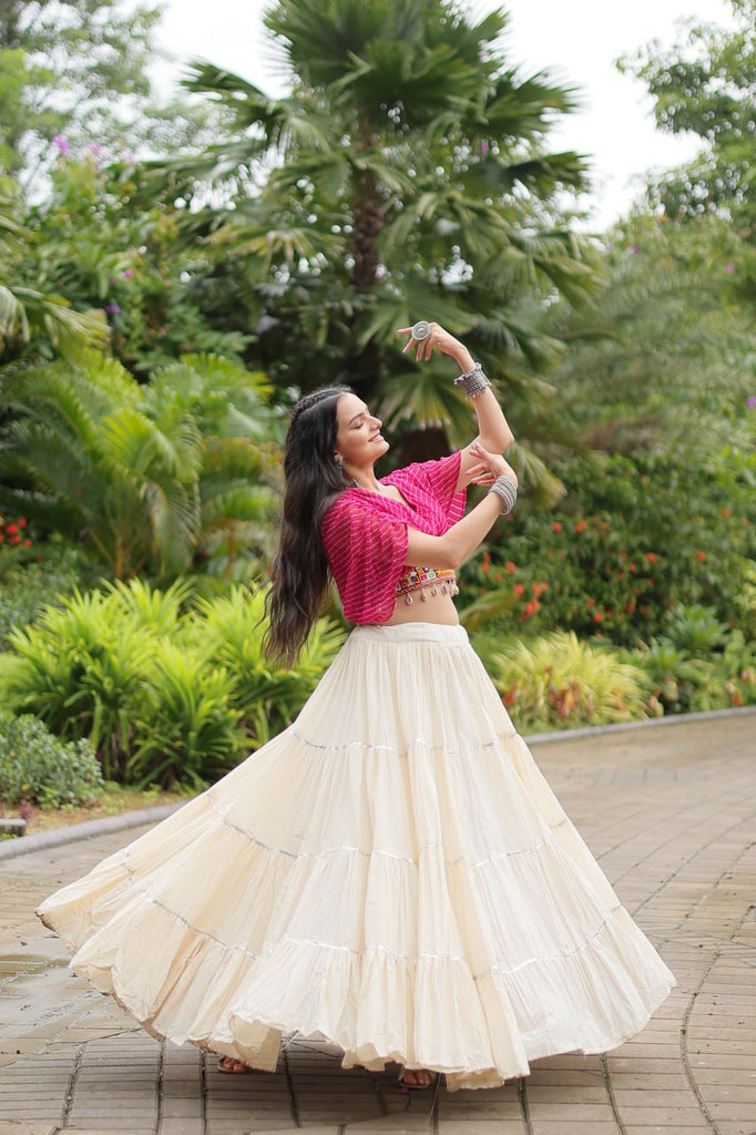 Magenta Elegant Lehenga with Leheriya Print Blouse ClothsVilla