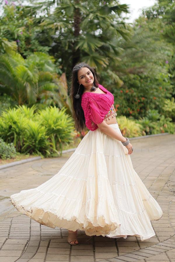 Magenta Elegant Lehenga with Leheriya Print Blouse ClothsVilla