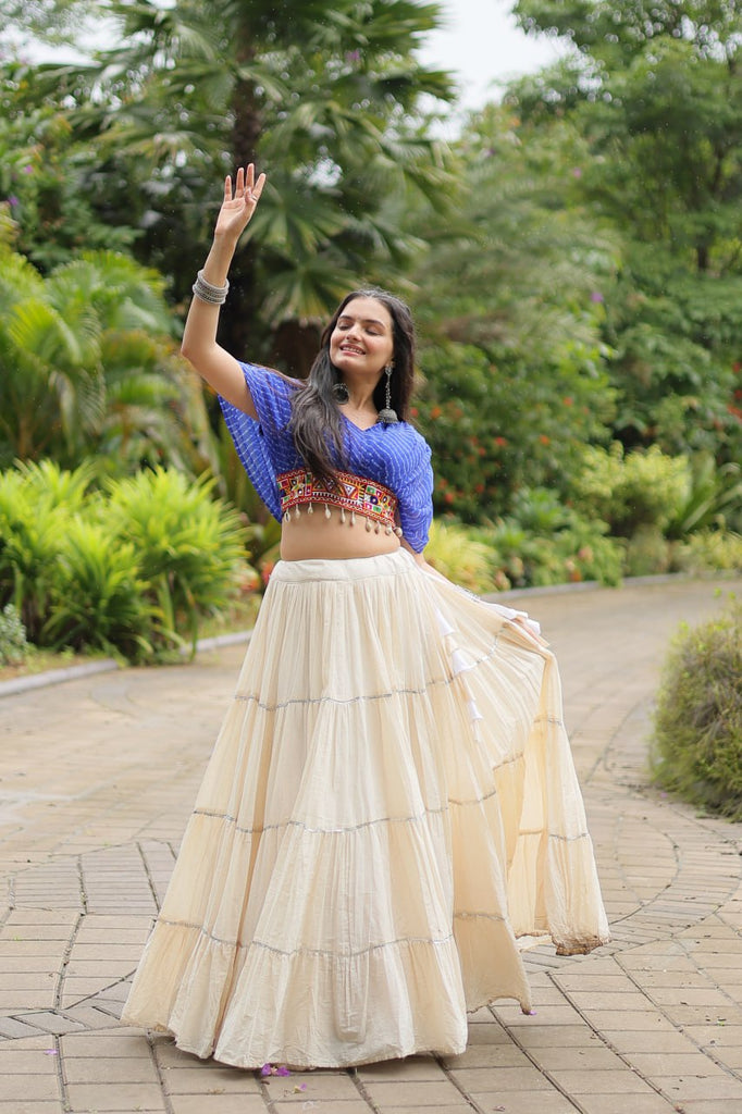 Blue Elegant Lehenga with Leheriya Print Blouse ClothsVilla