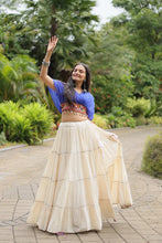 Load image into Gallery viewer, Blue Elegant Lehenga with Leheriya Print Blouse ClothsVilla