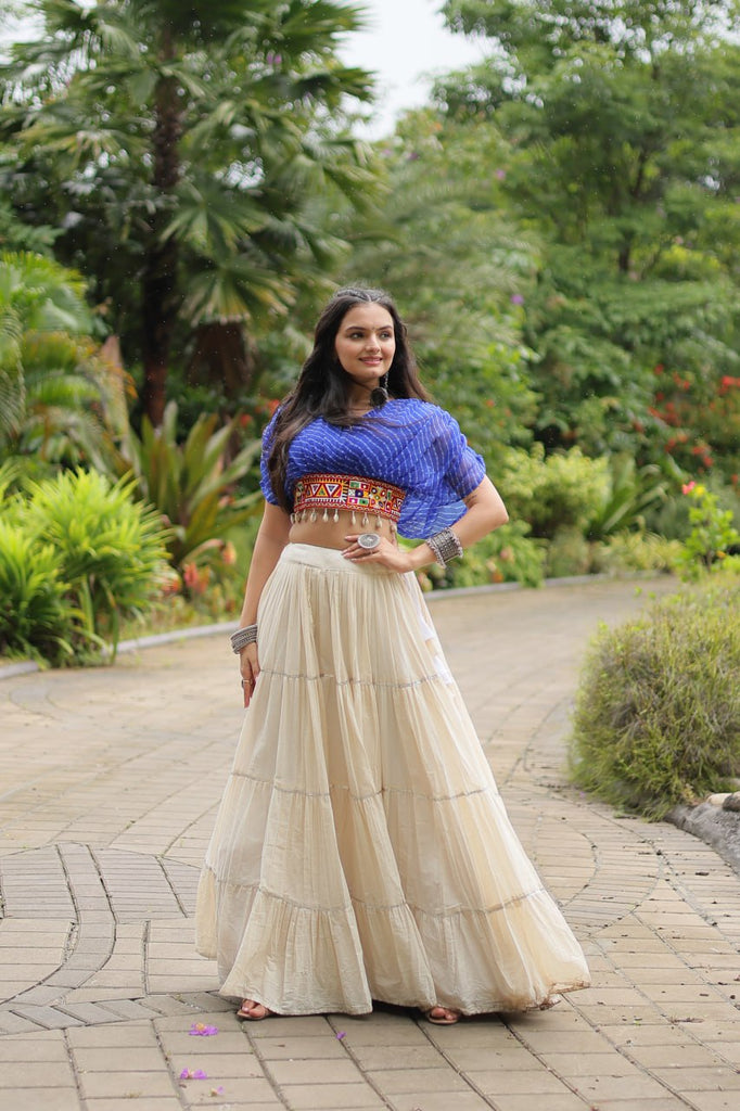 Blue Elegant Lehenga with Leheriya Print Blouse ClothsVilla