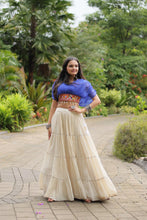 Load image into Gallery viewer, Blue Elegant Lehenga with Leheriya Print Blouse ClothsVilla