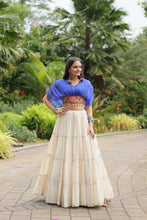 Load image into Gallery viewer, Blue Elegant Lehenga with Leheriya Print Blouse ClothsVilla