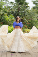 Load image into Gallery viewer, Blue Elegant Lehenga with Leheriya Print Blouse ClothsVilla