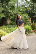 Load image into Gallery viewer, Black Elegant Lehenga with Leheriya Print Blouse ClothsVilla