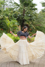 Load image into Gallery viewer, Black Elegant Lehenga with Leheriya Print Blouse ClothsVilla