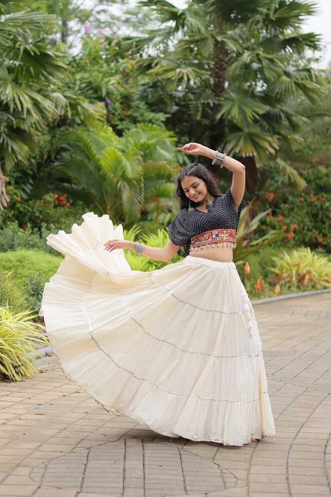 Black Elegant Lehenga with Leheriya Print Blouse ClothsVilla