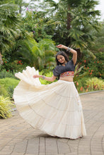 Load image into Gallery viewer, Black Elegant Lehenga with Leheriya Print Blouse ClothsVilla