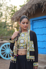 Load image into Gallery viewer, Black Traditional Reyon Lehenga Set with Embroidered Blouse and Koti ClothsVilla