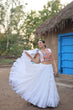 Load image into Gallery viewer, White Traditional Reyon Lehenga Set with Embroidered Blouse and Koti ClothsVilla