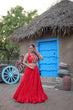 Load image into Gallery viewer, Red Traditional Reyon Lehenga Set with Embroidered Blouse and Koti ClothsVilla