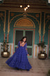Load image into Gallery viewer, Blue Bandhani Print Faux Georgette Gown with Kutchi Patchwork ClothsVilla