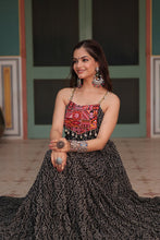 Load image into Gallery viewer, Black Bandhani Print Sleeveless Gown with Kutchi Patchwork ClothsVilla