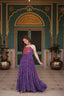 Purple Bandhani Print Sleeveless Gown with Kutchi Patchwork ClothsVilla