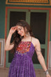Load image into Gallery viewer, Purple Bandhani Print Sleeveless Gown with Kutchi Patchwork ClothsVilla