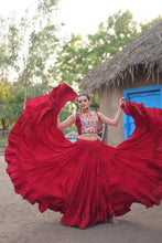 Load image into Gallery viewer, Maroon Rayon Lehenga Set with Embroidered Gamthi Work ClothsVilla