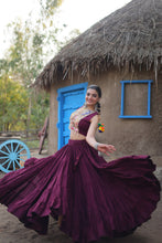 Load image into Gallery viewer, Purple Rayon Lehenga Set with Embroidered Gamthi Work ClothsVilla