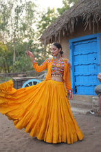 Load image into Gallery viewer, Yellow Rayon Lehenga Set with Embroidered Gamthi Work ClothsVilla