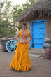 Load image into Gallery viewer, Yellow Rayon Lehenga Set with Embroidered Gamthi Work ClothsVilla