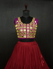 Load image into Gallery viewer, Red Lehenga &amp; Purple Choli Set Designer Rayon  with Real Mirror &amp; Kodi Work (Copy) ClothsVilla