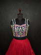 Load image into Gallery viewer, Red Lehenga &amp; Navy Blue Choli Set Designer Rayon  with Real Mirror &amp; Kodi Work ClothsVilla