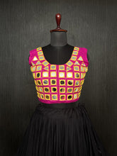 Load image into Gallery viewer, Black Lehenga &amp; Pink Choli Set Designer Rayon  with Real Mirror &amp; Kodi Work ClothsVilla