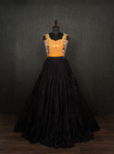 Load image into Gallery viewer, Black Lehenga &amp; Yellow Choli Set Designer Rayon  with Real Mirror &amp; Kodi Work ClothsVilla