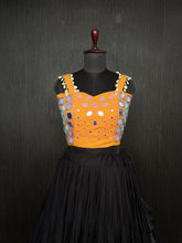 Load image into Gallery viewer, Black Lehenga &amp; Yellow Choli Set Designer Rayon  with Real Mirror &amp; Kodi Work ClothsVilla