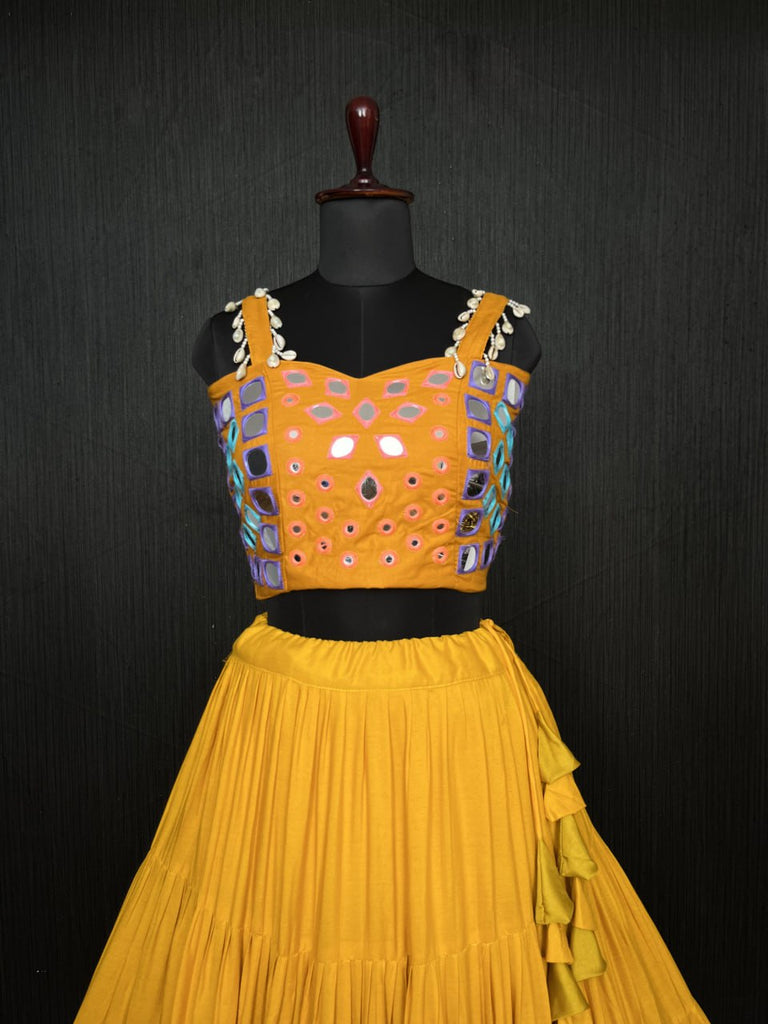 Yellow Lehenga & Yellow Choli Set Designer Rayon  with Real Mirror & Kodi Work (Copy) ClothsVilla