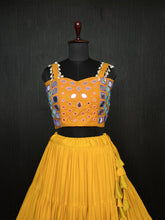 Load image into Gallery viewer, Yellow Lehenga &amp; Yellow Choli Set Designer Rayon  with Real Mirror &amp; Kodi Work (Copy) ClothsVilla