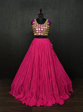 Load image into Gallery viewer, Pink Lehenga &amp; Purple Choli Set Designer Rayon  with Real Mirror &amp; Kodi Work ClothsVilla